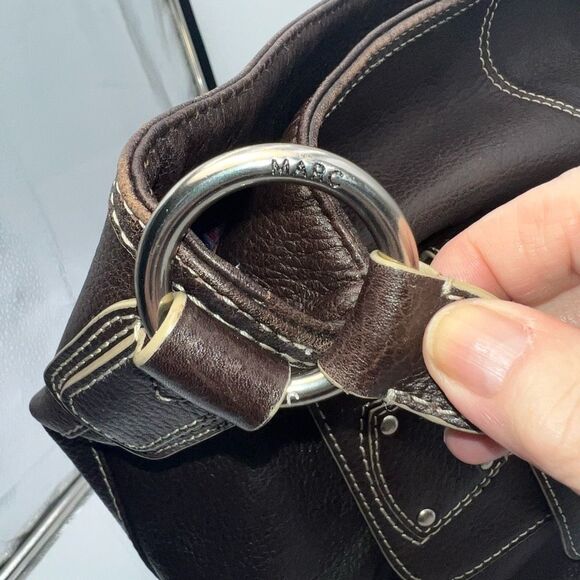 Marc Jacobs Vintage Thick Leather Hobo Bag With Bows And Psychedelic Interior - Picture 13 of 16